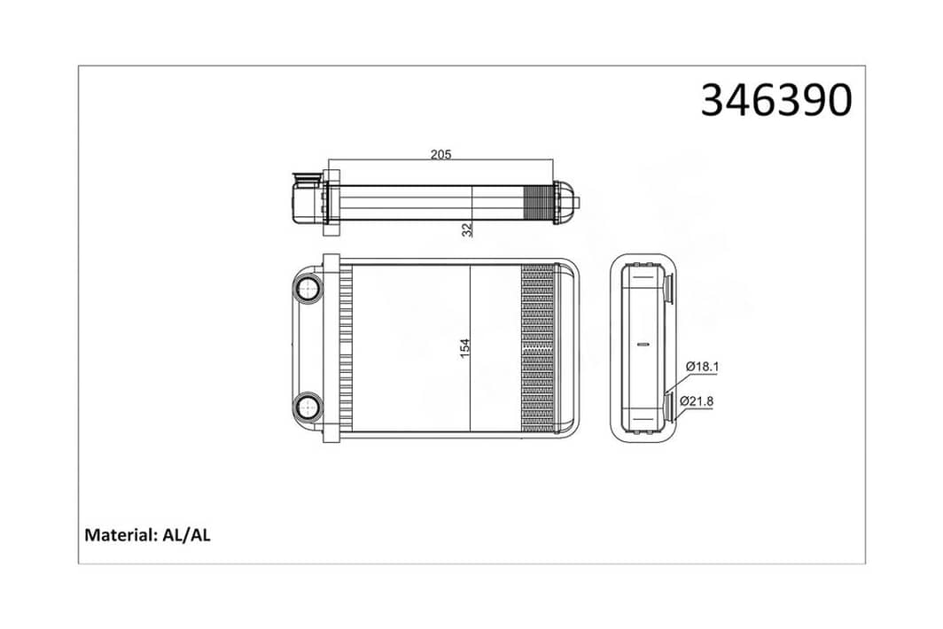Радіатор обігрівача Opel Astra J, Astra J Gtc, Astra K, Cascada (346390) KALE OTO